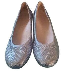 Vionic Anita Woven Silver Comfort Arch Leather Ballet Flats 11